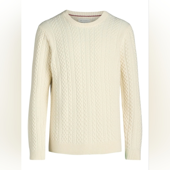 Free Assembly Men's Cream Cable Knit Fisherman Style Sweater Size Small - Picture 3 of 14